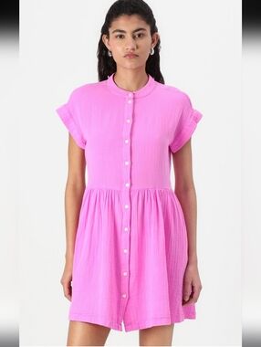 Gap Gauzy Pink Mini Shirt Dress NWT Size Large